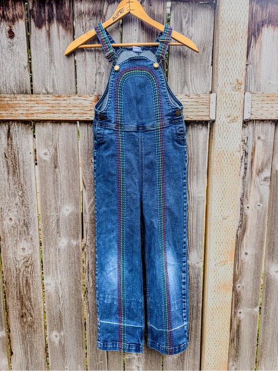 Hanna Andersson Other - Hanna Andersson TALL DISCOUNT Blue Denim Overall Rainbow 8 9 10 Girl Teen Petite